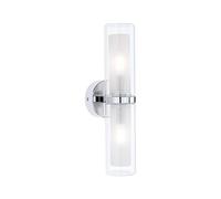Paulmann 71077 Aplique Selection Bathroom Luena IP44 E14 230V máx. 2x20W regulable cromo, cristal, luminaria de baño, luminaria de baño de dos llamas