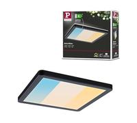 Paulmann 71267-Panel LED Atria Shine IP44, Cuadrado, 190 x 190 mm, 8 W, 1160 LM, 3000-6500 K, Color Negro