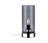 Paulmann 770.56 Luminaria de sobremesa Pinja touch máx. 1x20 W E14, cromo/vidrio ahumado 230 V, metal/cristal 77056 Lámpara para mesita de noche, luz de noche