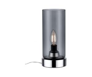 Paulmann 770.56 Luminaria de sobremesa Pinja touch máx. 1x20 W E14, cromo/vidrio ahumado 230 V, metal/cristal 77056 Lámpara para mesita de noche, luz de noche