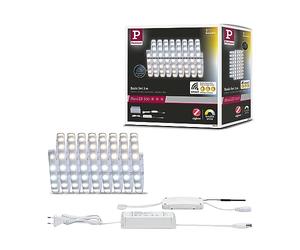 Paulmann 78872 Strip LED MaxLED 500 set básico SmartHomeZigbee TunableWhite 3m IP44 17W 230/24V 1530lm plateado, tira luz LED, resistente salpicaduras