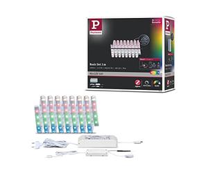 Paulmann 78884 Strip LED MaxLED 500 juego básico Smart Home Zigbee IP44 3m incl. 1x23 W regul. control color RGBW plateado plástico, tira luces 3000 K
