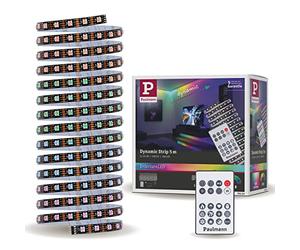 Paulmann 78888 Strip LED Dynamic Set 5m Dynamic Rainbow RGB IP20 12V CC incl. 1x10,5W, regulable, tira de luces, blanco, plástico