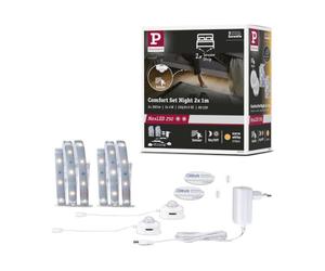 Paulmann 78894 Strip LED MaxLED 250 Night Comfort juego básico 1m 2x300lm 60LED/m incl. 2x4 W, tira de luz, plateado, plástico 2700 K