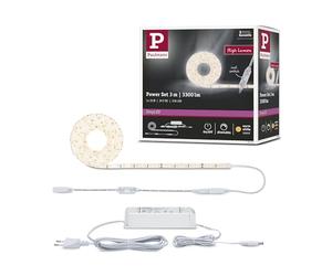 Paulmann 78956 Strip LED SimpLED Power 3 m con regulador de cable 1100 lm/m incl. 1x33 W IP44 tira de luz blanco plástico cinta de LED 3000 K