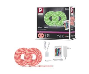 Paulmann 78980 Juego de strip SimpLED 10 m, strip LED 28 W, tira de luz RGB, cinta de luz multicolor con recubrimiento, Blanco