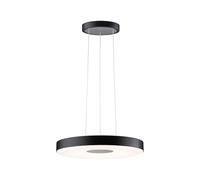 Paulmann 79517 Luminaria colgante LED Puric Pane, 400mm, 1200lm/1400lm, 22W, altura regulable, 3StepDim, negro/gris, plástico, metal, 2700K, regulable