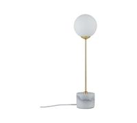Paulmann 79661 Luminaria de sobremesa Neordic Moa máx. 1x10 W, luminaria de sobremesa para lámparas G9, lámpara para mesita de noche, blanco/oro mate 230 V cristal/mármol/metal, sin fuente de luz