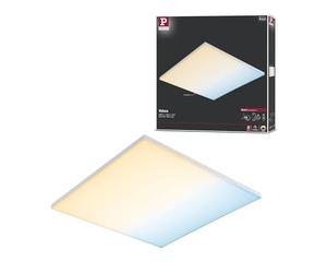 Paulmann 79826 Panel LED Velora cuadrado incl. lámpara de techo 1x19,5 W regulable, blanco mate, panel luminoso, metal, luz de techo 2700 K