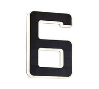 Paulmann 79847 Número de casa 6 LED Solar IP44, blanco cálido, batería intercambiable incl. 1x0,2 W, luminaria solar, negro, lámpara solar, plástico, luz solar 3000 K