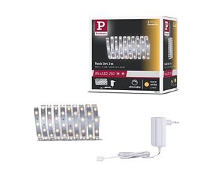 Paulmann 79852 Strip LED MaxLED 250 juego básico 3 m blanco cálido IP20 incl. 1x12 W, strip, plateado, regleta, tira de luz 2700 K