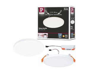 Paulmann 92388 Panel LED, luminaria empotrable Veluna VariFit IP44, 125 mm, redondo, incl. 1x8,5 W, luminaria de techo, satinado, plástico 3000 K