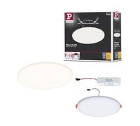 Paulmann 92389 Panel LED, luminaria empotrable Veluna VariFit IP44, 185 mm, redondo, incl. 1x8,5 W, luminaria de techo, satinado, plástico 3000 K