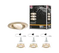 Paulmann 92408 Nova Plus - Foco empotrado (LED, IP65, redondo, 93 mm, 30 °, GU10, 3 x 6 W, 3 x 460 lm, 230 V, regulable 2700 K, color dorado mate