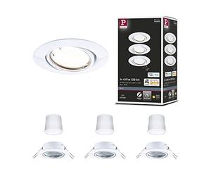 Paulmann 92463 Luminaria empotrable LED Base Smart Home Zigbee juego básico, giratoria, redonda 230V 3x4,9W 3x430lm regulable 90mm blanco metal 3000K