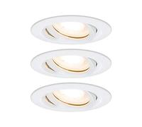 Paulmann 92898 Luminaria empotrable LED Nova, foco empotrable redondo, IP65 resistente a chorros de agua, juego completo de 3 uds., 7 W, incl. lámpara GU10, blanco, orientable