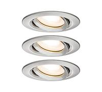 Paulmann 92900 Luminaria empotrable LED Nova, foco empotrable redondo, IP65 resistente a chorros de agua, juego completo de 3 uds., 7 W, incl. lámpara GU10, acero, orientable