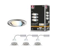 Paulmann Nova Plus, plafón empotrable LED, hierro cepillado, Set de 3, Tunable White