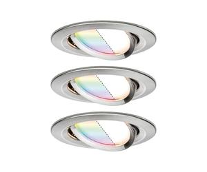 Paulmann 92965 Luminaria empotrable LED Nova Plus Smart Home Zigbee, juego, red., orientable 3x2,5 W RGBW reg., acero mate, Spot, aluminio-zinc 2700 K