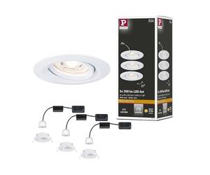 Paulmann 92971 Luminaria empotrable LED Nova Mini Plus Coin, set de 3, red., orientable 3x4,2 W EasyDim, blanco mate, alu., blanco cálido 2700 K 126 W