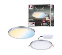 Paulmann 93045 Panel LED, luminaria empotrable Areo VariFit IP44 Zigbee Tunable White 175 mm red., incl. 1x13 W regulable, cromo mate, plástico 3000 K