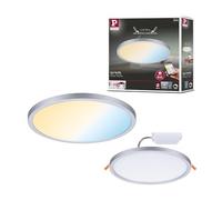 Paulmann 93046 Panel LED, luminaria empotrable Areo VariFit IP44 Zigbee Tunable White 230 mm red., incl. 1x16 W regulable, cromo mate, plástico 3000 K