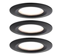Paulmann 93081 Luminaria empotrable LED Nova Plus incl. cabezal, juego básico rígido IP44 red. 78mm 3x6W 230V regul. 2700K negro mate, foco