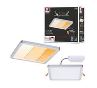 Paulmann 93100 Panel LED empotrable Areo IP44 175x175mm, 3StepDim, cuad., incl. 1x13W, reg., blanco cálido, cromo mate, plástico, lámpara techo, 2000K