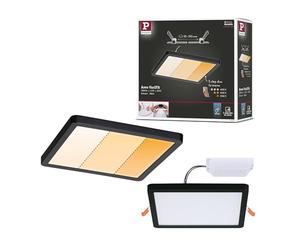 Paulmann 93101 Panel LED empotrable Areo IP44 175x175mm, 3StepDim, cuad., incl. 1x13W, reg., blanco cálido, negro, plástico, lámpara de techo, 2000K