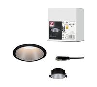 Paulmann 93397 Luminaria empotrable Cole fija, redonda, reg., foco empotrable, negro mate, plateado, Spot, aluminio, plástico, lámpara empotrable GU10