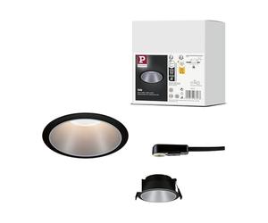 Paulmann 93397 Luminaria empotrable Cole fija, redonda, reg., foco empotrable, negro mate, plateado, Spot, aluminio, plástico, lámpara empotrable GU10