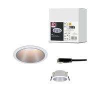 Paulmann 93398 Luminaria empotrable Cole fija redonda reg., foco empotrable, blanco mate, plateado, Spot, aluminio, plástico, lámpara empotrable GU10