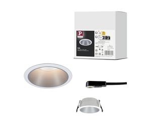 Paulmann 93398 Luminaria empotrable Cole fija redonda reg., foco empotrable, blanco mate, plateado, Spot, aluminio, plástico, lámpara empotrable GU10