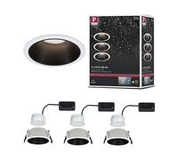 Paulmann 93402 Luminaria empotrable LED Cole redonda incl. 3x6,5 W, foco empotrable regulable, blanco, negro mate, lámpara empotrable, plástico, aluminio zinc, foco de techo 2700 K