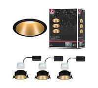 Paulmann 93404 Luminaria empotrable LED Cole redonda incl. 3x6,5 W, foco empotrable regulable, negro, oro mate, lámpara empotrable, plástico, aluminio zinc, foco de techo 2700 K