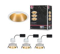 Paulmann 93406 Luminaria empotrable LED Cole redonda incl. 3x6,5 W, foco empotrable regulable, blanco, oro mate, lámpara empotrable, plástico, aluminio zinc, foco de techo 2700 K