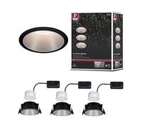 Paulmann 93408 Luminaria empotrable LED Cole redonda incl. 3x6,5 W, foco empotrable regulable, negro, plateado, lámpara empotrable, plástico, aluminio zinc, foco de techo 2700 K