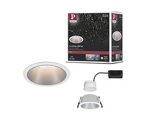 Paulmann 93409 Luminaria empotrable LED Cole redonda incl. 1x6,5 W reg., foco empotrable, blanco, plateado, plástico, aluminio-zinc, foco techo 2700 K