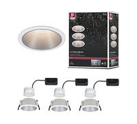Paulmann 93410 Luminaria empotrable LED Cole redonda incl. 3x6,5 W, foco empotrable regulable, blanco, plateado, lámpara empotrable, plástico, aluminio zinc, foco de techo 2700 K