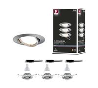 Paulmann 93420 Luminaria empotrable LED Base, redonda, incl. 3x5 W, foco empotrable, acero mate, Spot, metal, lámpara empotrable 3000 K GU10
