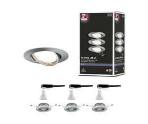 Paulmann 93420 Luminaria empotrable LED Base, redonda, incl. 3x5 W, foco empotrable, acero mate, Spot, metal, lámpara empotrable 3000 K GU10