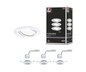 Paulmann 93423 Luminaria empotrable LED Base, redonda, incl. 3x5 W, foco empotrable, blanco, Spot, metal, lámpara empotrable 3000 K