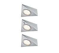 Paulmann 93572 Luminaria para muebles LED con sensor de prox., cuad., incl. 3x2,8 W lámpara armario, acero mate, metal, cristal, lámpara cocina 2700 K