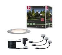 Paulmann 936.92 Outdoor Plug & Shine Floor Eco, juego básico de 3 uds., 3000 K 3x1 W, plateado, 93692 Luminaria empotrable en el suelo LED, luminaria exterior