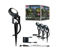 Paulmann 93696 Plug & Shine ground spike Sting A++ - Foco de jardín básico con 3000 K blanco cálido - iluminación exterior IP67 resistente al agua 3x6 vatios regulable
