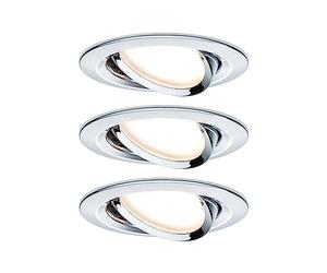 Paulmann 93880 Luminaria empotrable LED, Coin, foco empotrable plano Slim, proyector de techo redondo 3x6,8 W, cromo, regulable y orientable, empotrable y regulable IP23 resistente a agua pulverizada