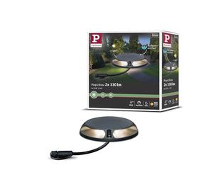 Paulmann 939.20 Luminaria de montaje sobre el suelo exterior Plug & Shine IP67 3000 K 2x3 W 24 V 93920 Iluminación exterior, luminaria para caminos