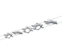 Paulmann 94108 Sistema de cuerdas MacLED Set extensible blanco cálido 5x4W LED cromo mate lámpara colgante de cuerda