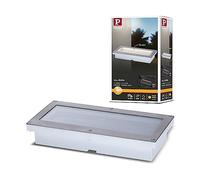 Paulmann 94239 Luminaria solar empotrable en el suelo Aron, luminaria exterior LED, cuadrada, incl. 1x1,5 W, negro, acero inoxidable, plástico, 3000 K blanco cálido