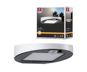 Paulmann 94247 Ryse - Lámpara solar de pared LED para exteriores 1 bombilla de 1,2 W de color blanco y plástico 3000 K de luz blanca cálida, 1,2 W.